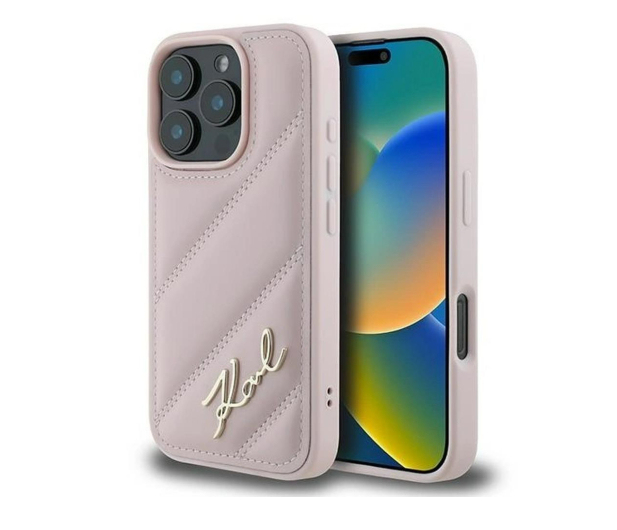 KARL LAGERFELD Quilted Signature do iPhone 16 Pro Max różowy - 1278269 - zdjęcie